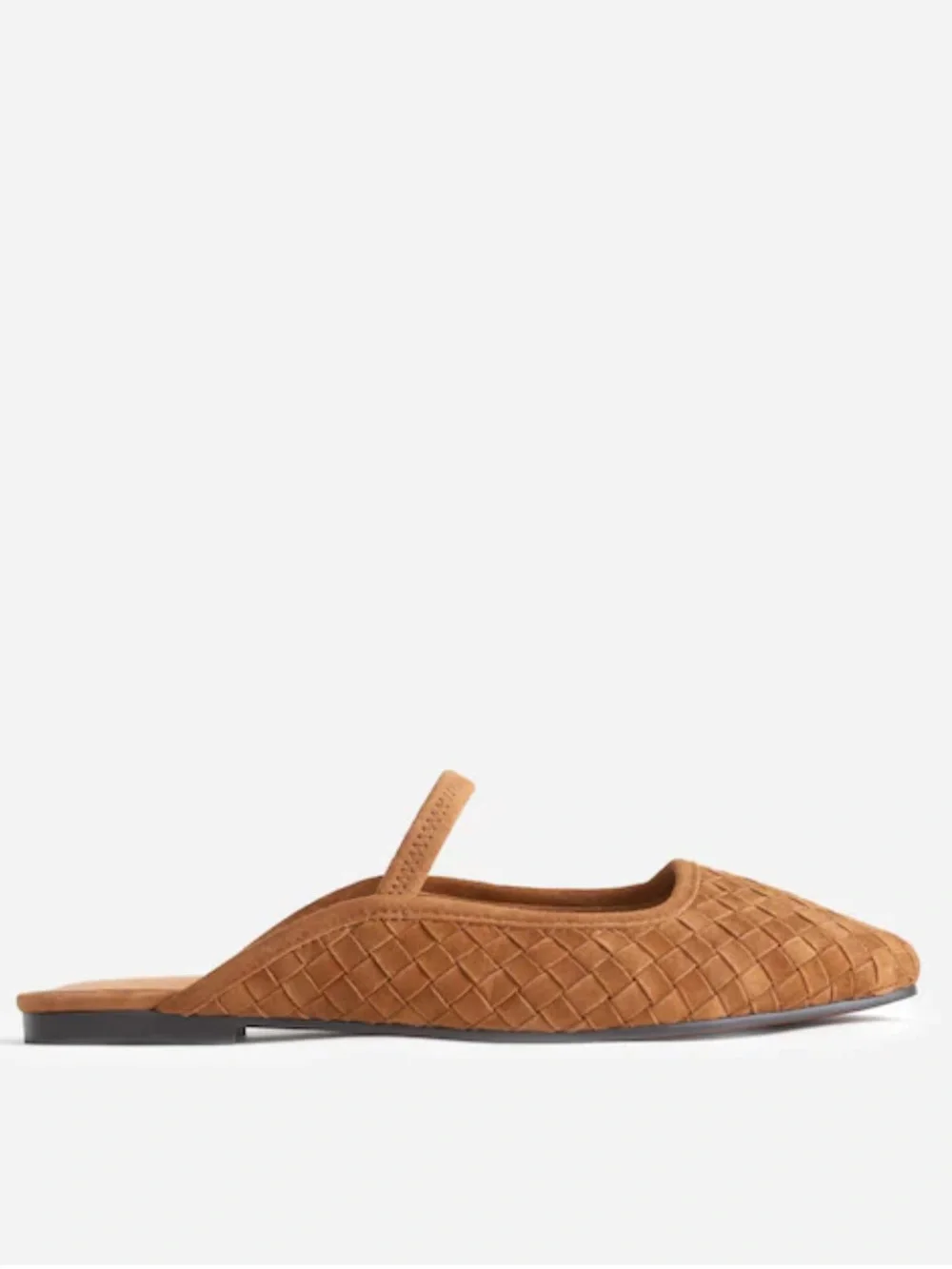 Madewell The Greta Ballet Flat Mule in Warm Hickory Basketweave Suede Size 8 - Picture 2 of 7